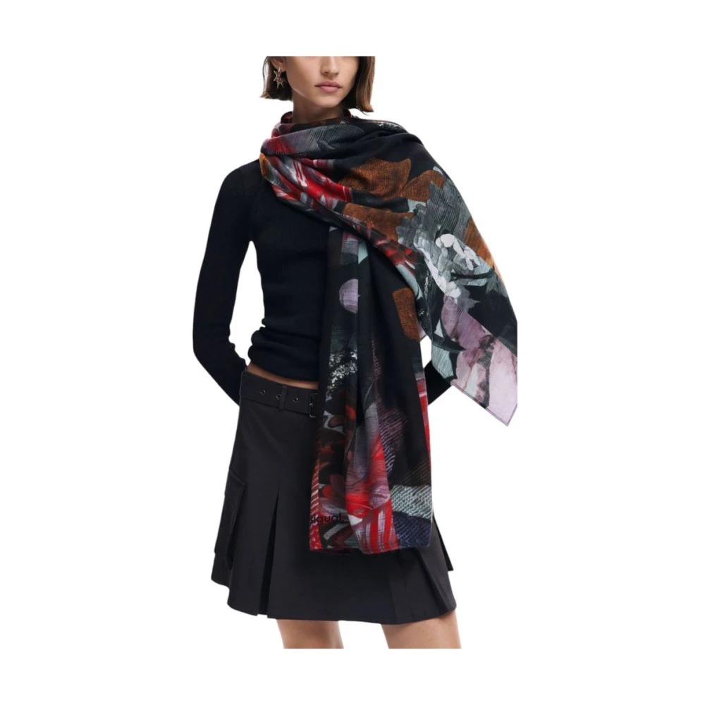Desigual Lila Polyester Sjaal Herfst Winter Collectie Multicolor Dames