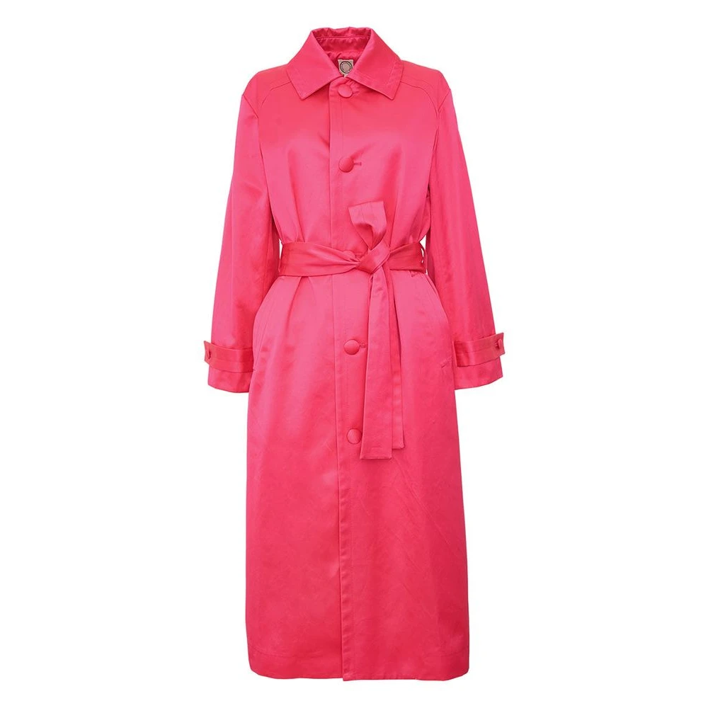 Ines De La Fressange Paris Elegant Pink Satin Trench Coat Pink Dames