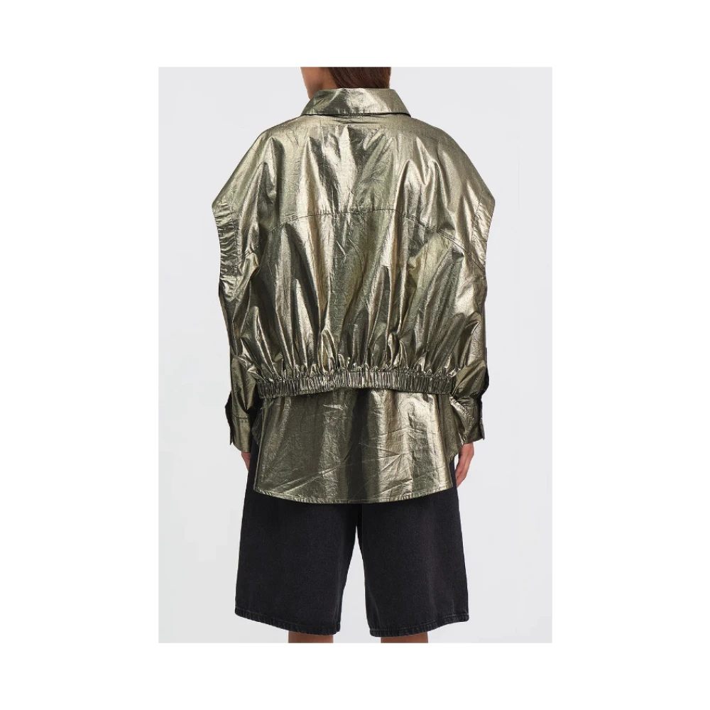 Mes Demoiselles Gouden Gecoate Katoenen Blouson Shirt Green Dames