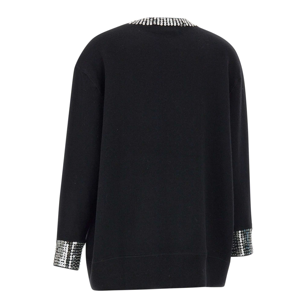 Kaos Zwarte paillet maxi trui Black Dames