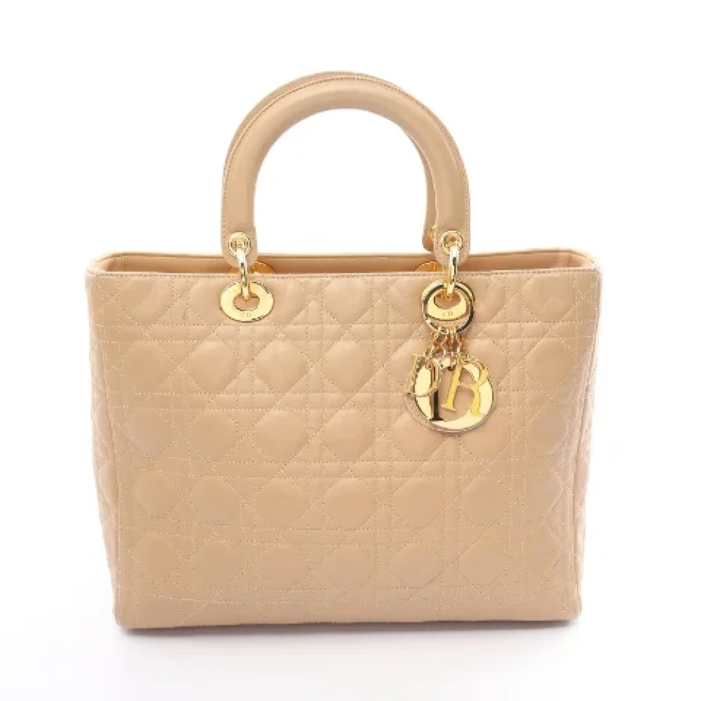 Dior Vintage Pre-owned Leather handbags Beige Dames