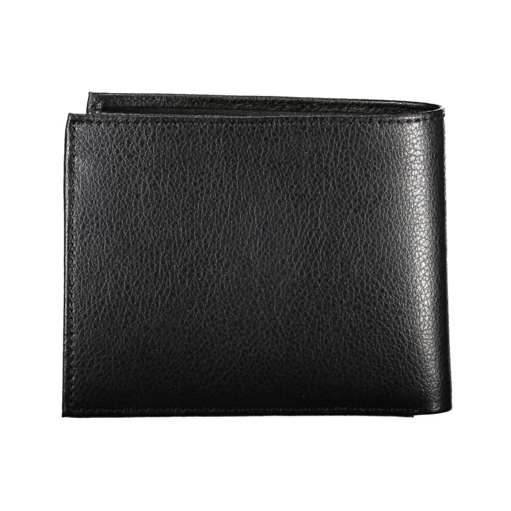 Guess Elegante zwarte leren portemonnee met twee vakken Black Heren