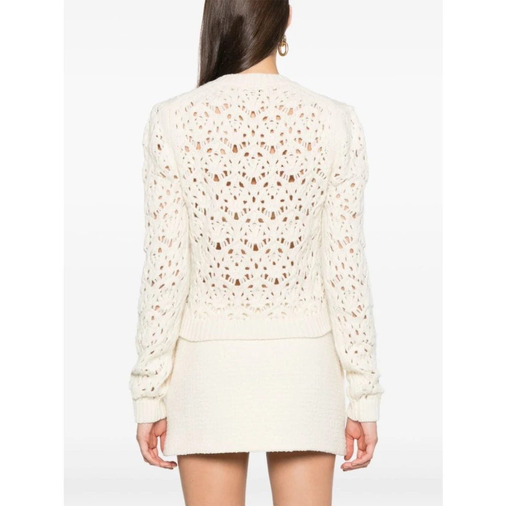 Chloé Ivoor Gebreide Pofmouw Trui Beige Dames