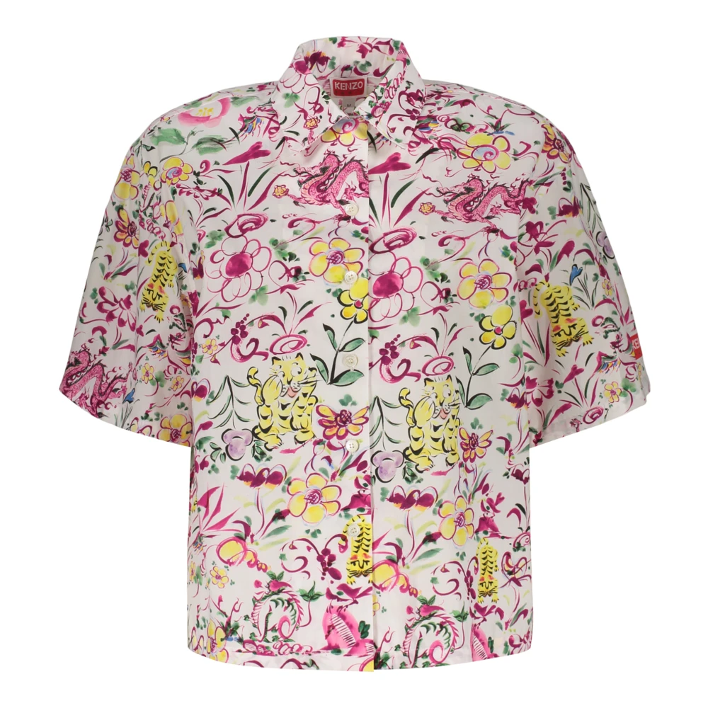 Kenzo Katoenen Overhemd met All-Over Print Multicolor Dames