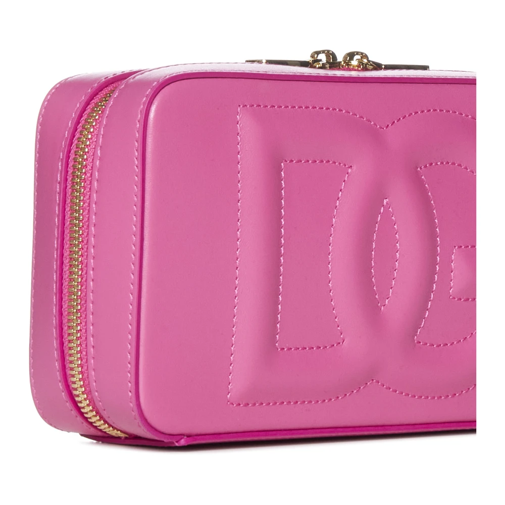 Dolce & Gabbana Roze leren schoudertas met logo Purple Dames