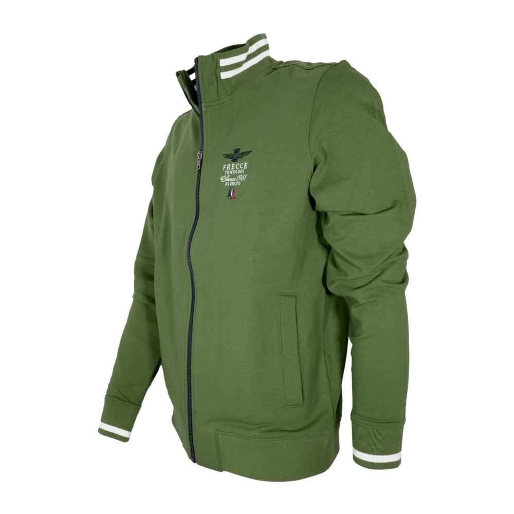 aeronautica militare Heren Zip Sweater Groen Tricolor Pijlen Green Heren