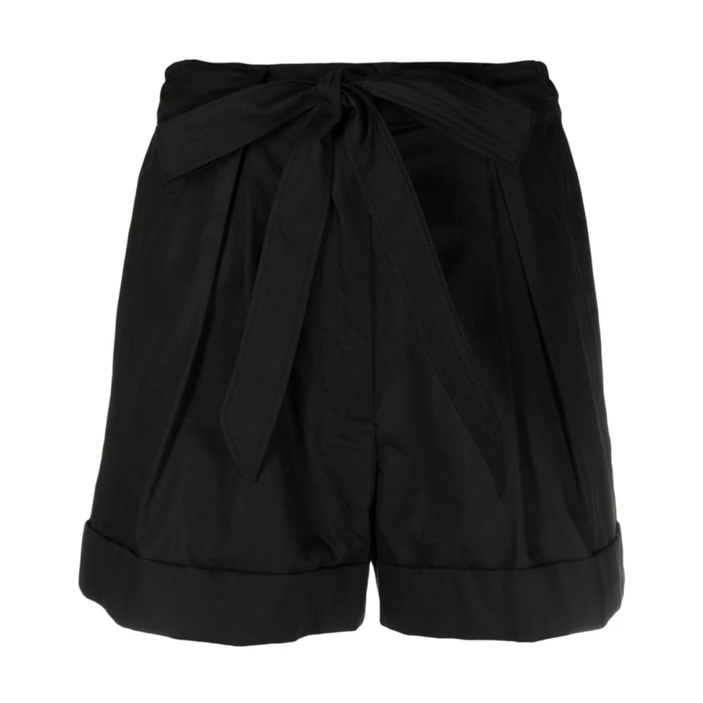 Pinko Zwarte Katoenen Poplin Geplooide Shorts Black Dames
