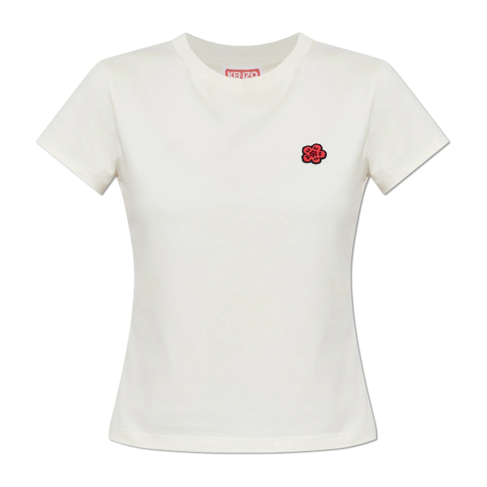 Kenzo Kvinno Vit Toppar Dam, M, Bomull, T-Shirt Med Applikation