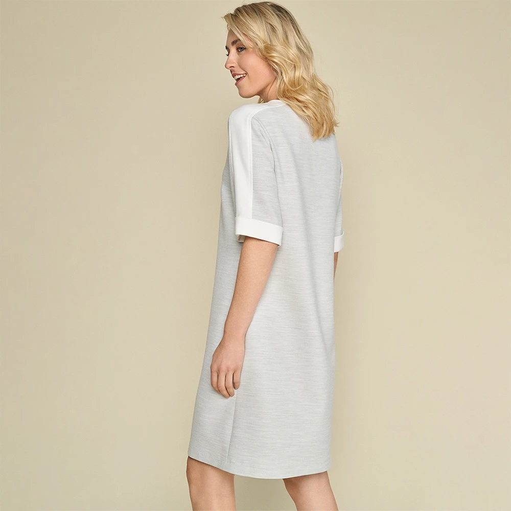 Marie Méro Grijze V-hals Jurk met Witte Randen Gray Dames