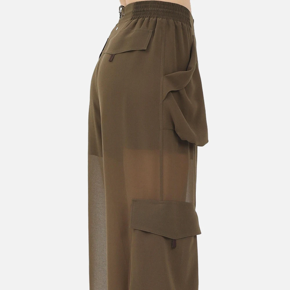 pinko Georgette Slouchy Oversize Relaxte Broek Green Dames