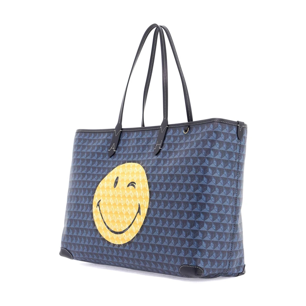 Anya Hindmarch Knipogend gezicht ritssluitingstas Blue Dames