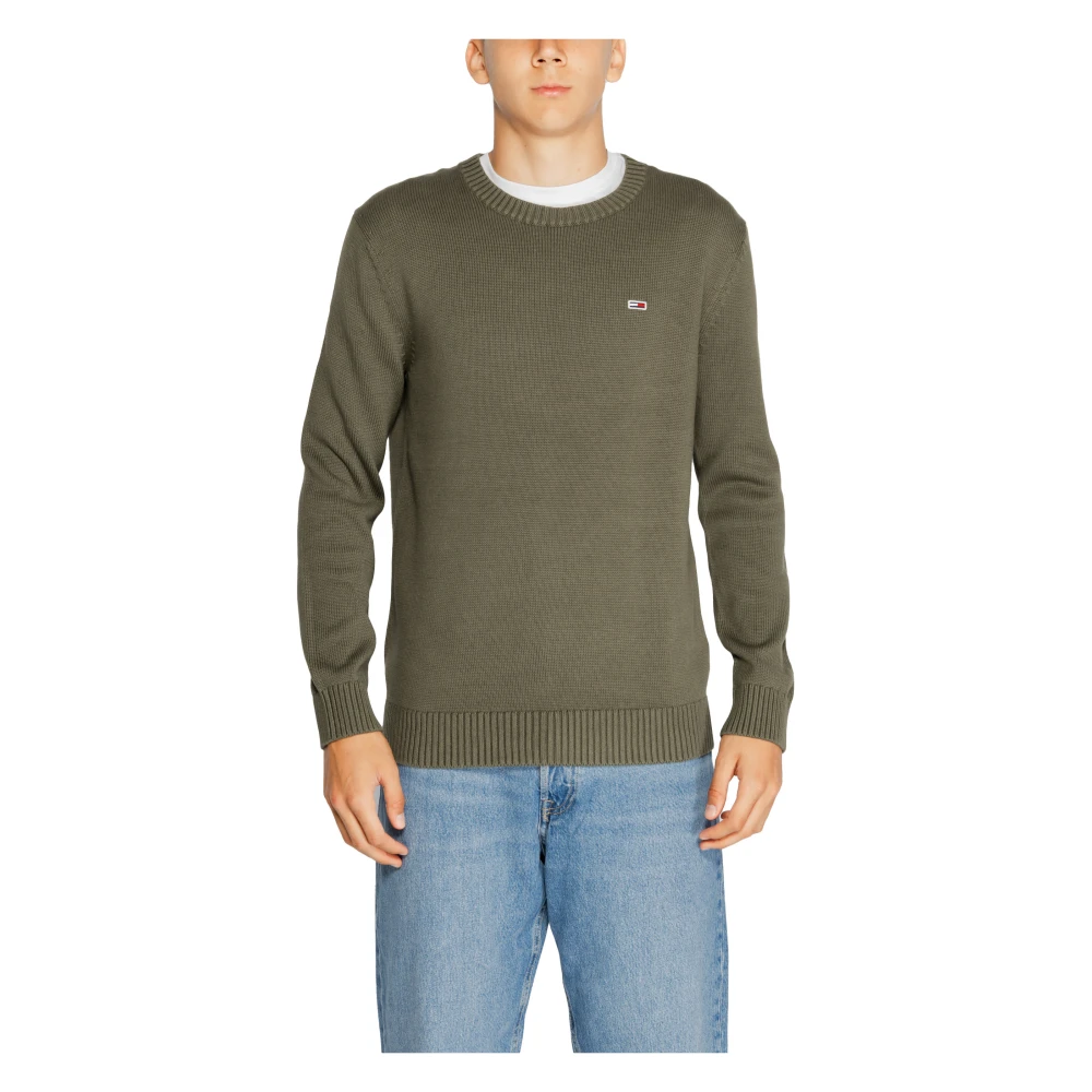 Tommy Hilfiger Groene Katoenen Gebreide Trui Ronde Hals Mannen Green Heren