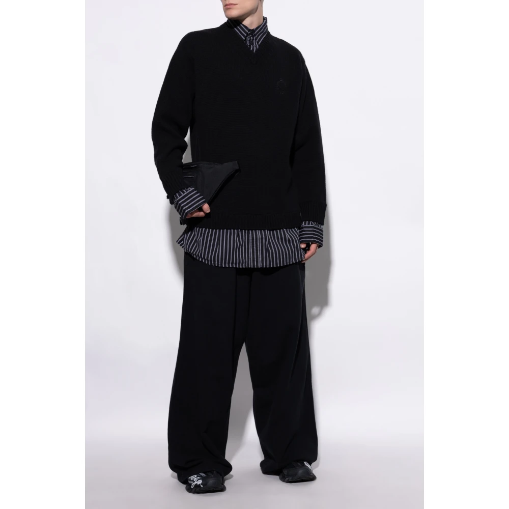 Balenciaga V-hals trui Black Heren