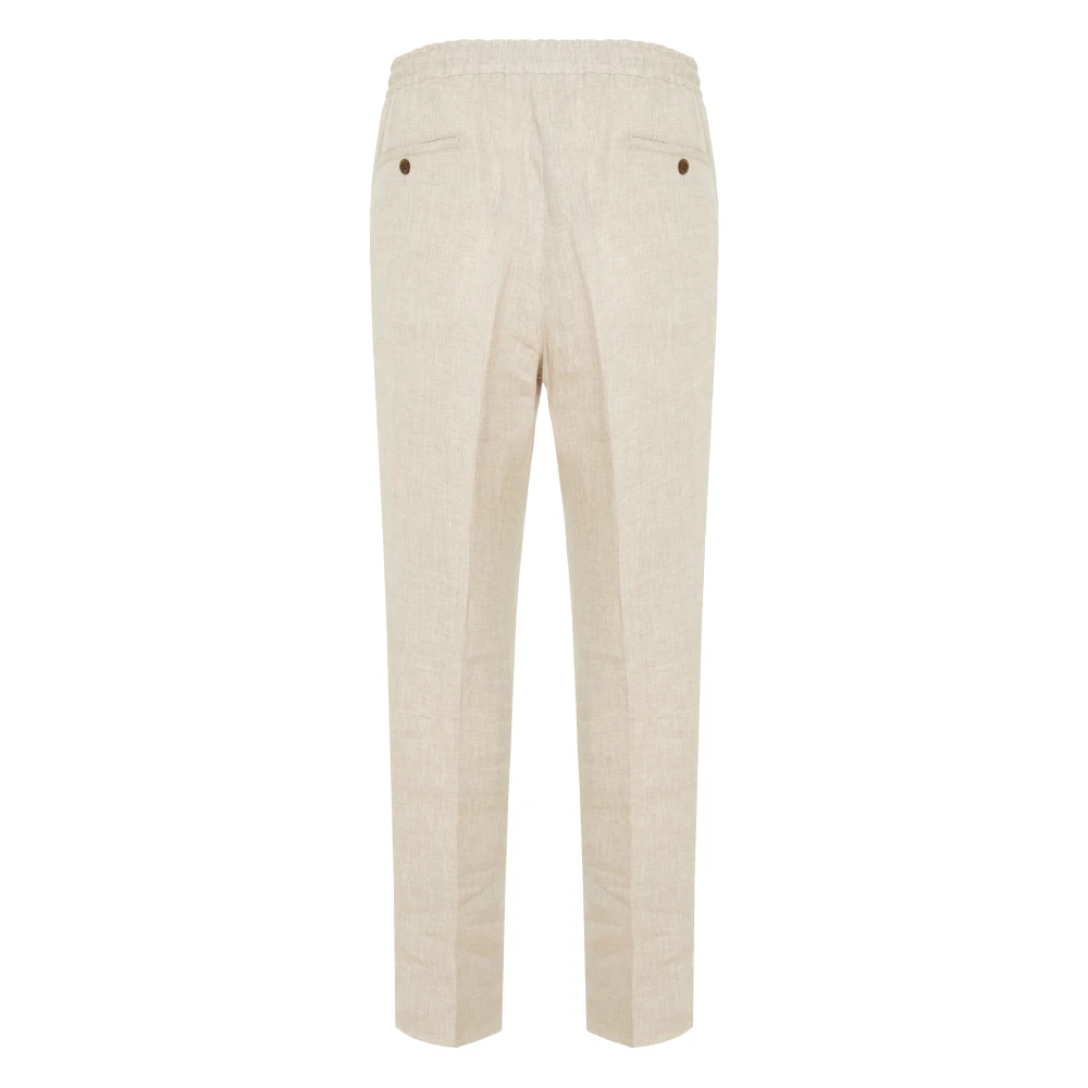 Corneliani Linnen trekkoordbroek met zakken Beige Heren