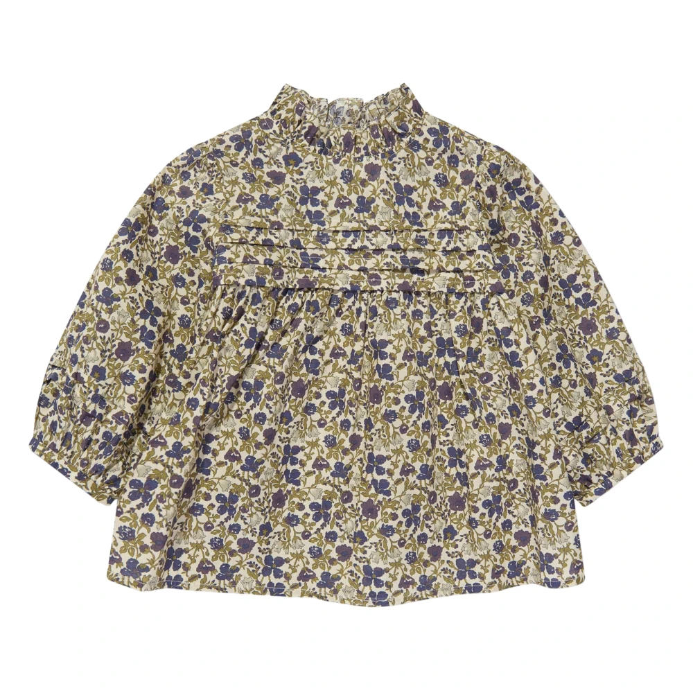 Bonpoint Girls Multicolor Floral Smock Blouse In Beige - Kids Blouses - 10 Y - Kids