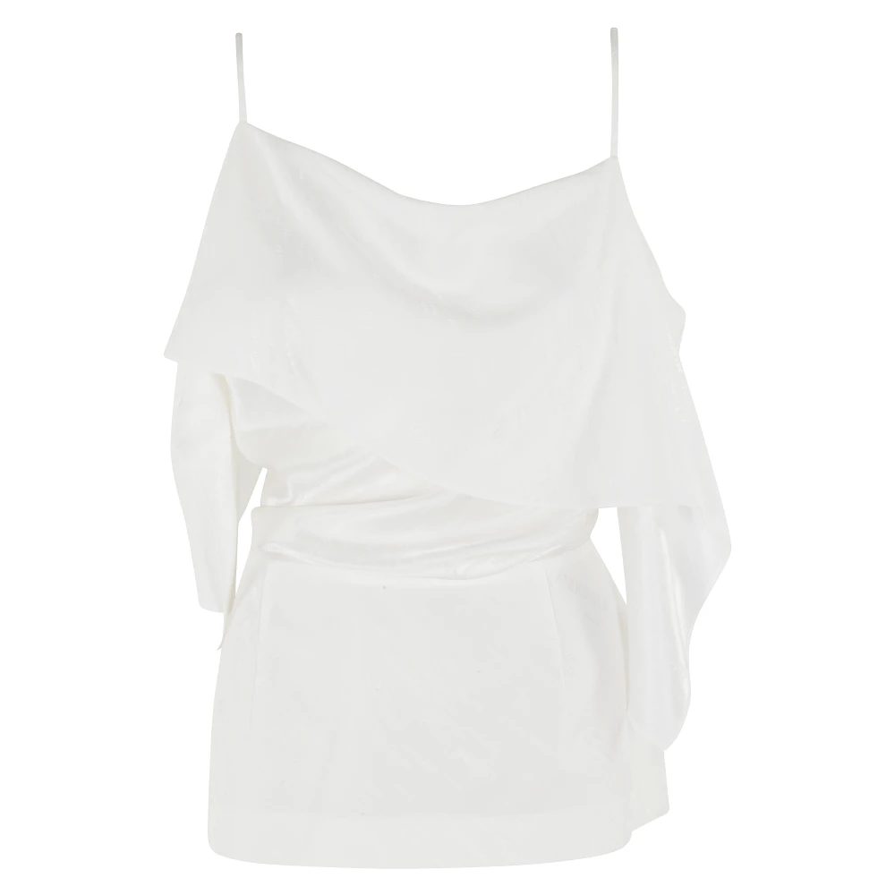 Mm6 Maison Margiela Women's White Ruffled-Detail Top