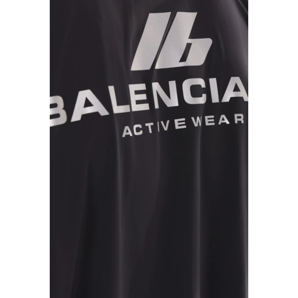 Balenciaga Zwarte windjack met reflecterende logo print Black Heren