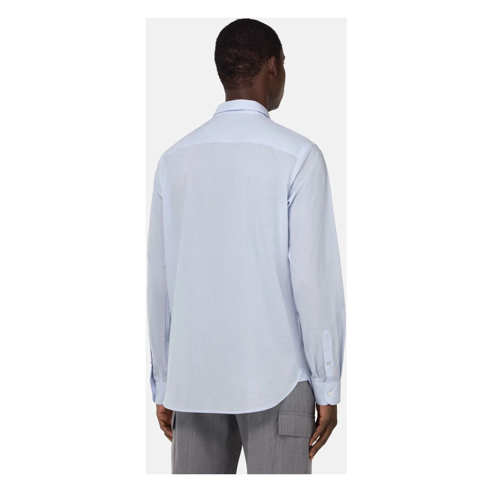 Boggi Milano Regular gestreept overhemd van poplin katoen Blue Heren