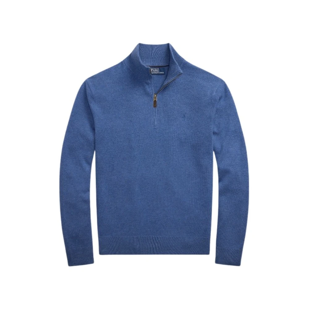 Polo Ralph Lauren Wool Quarter-Zip Jumper - Male - Turtlenecks - Blue - S - Knitwear