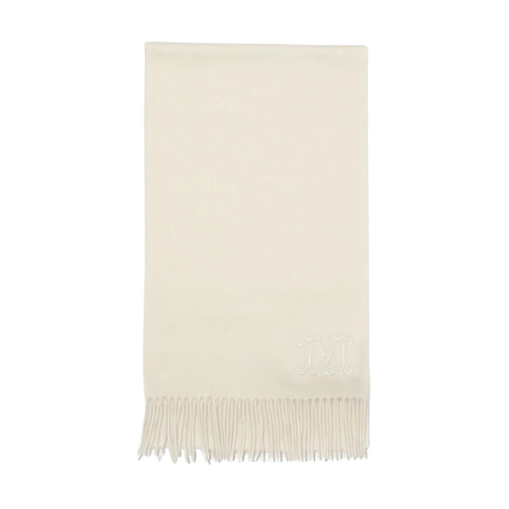 Max Mara Women's White Winter Scarves, One Size, Fringed Scarf