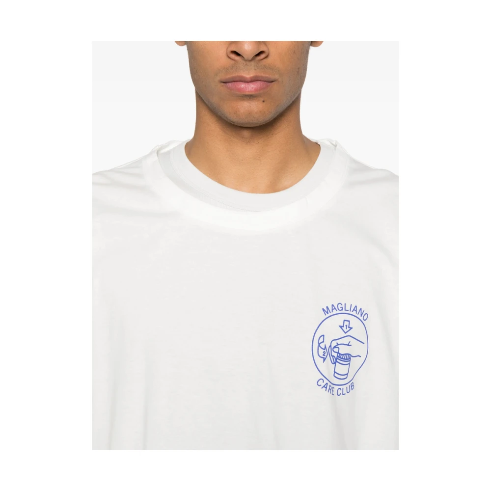 Magliano Witte Crew Neck Logo Print Sweater White Heren