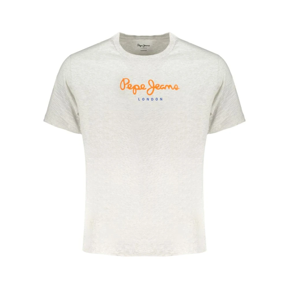 Pepe Jeans Grijze Katoenen T-shirt met Print Logo Gray Heren