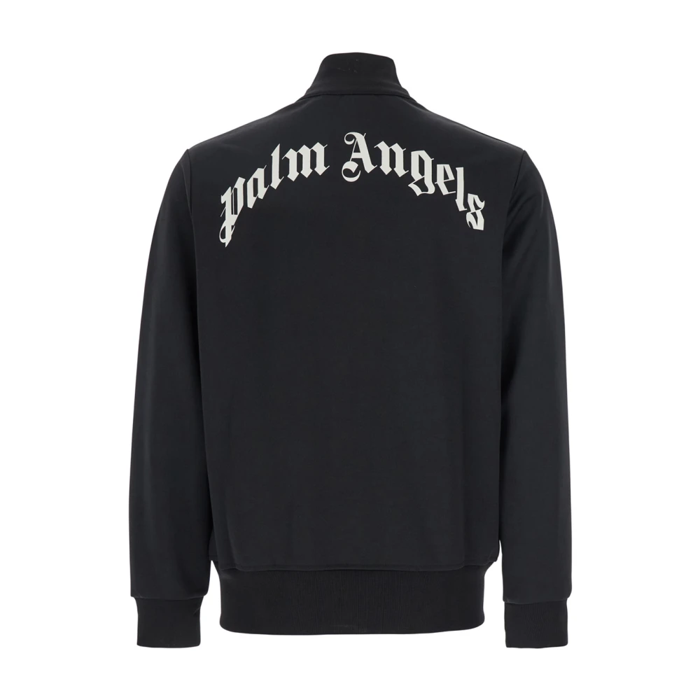 Palm Angels Zwarte Logo Print Tech Fabric Sweatshirt Black Heren