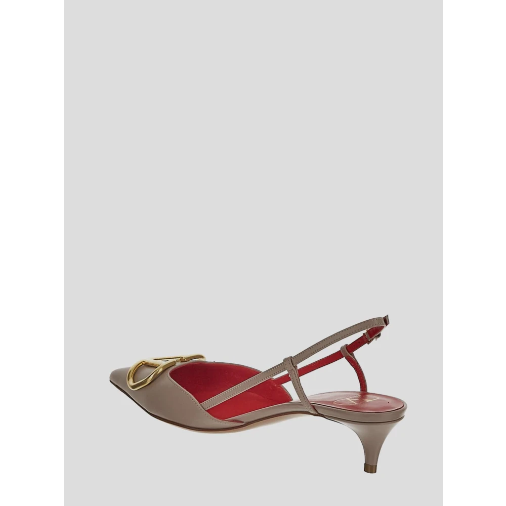 Valentino Garavani Leren Logo Schoen Beige Dames