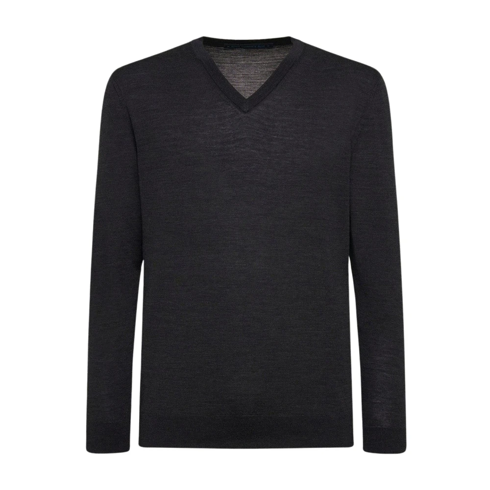 Kiton Antracietgrijze Wol V-hals Trui Gray Heren