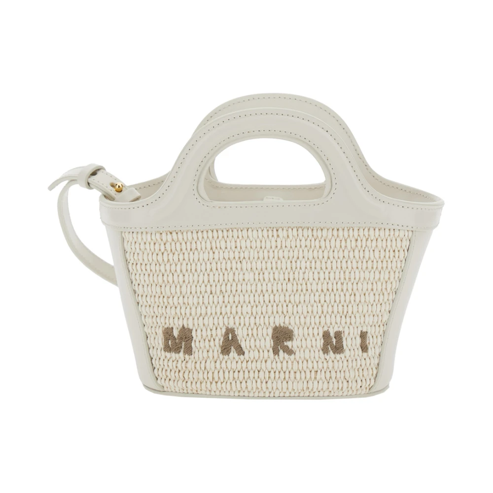 Marni Women's White Handbag With Logo Embroidery - Handbags - One Size - Bags