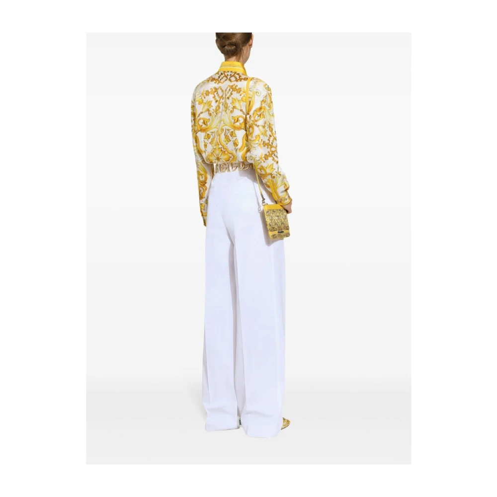Dolce & Gabbana Gele Zijden Twill Weefsel Overhemd Yellow Dames