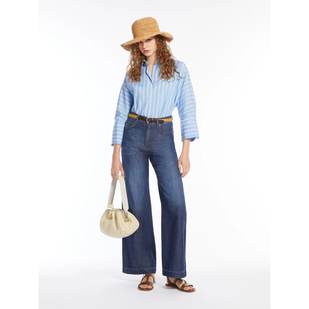 Max Mara Weekend Katoenen Popeline Overhemd Blue Dames