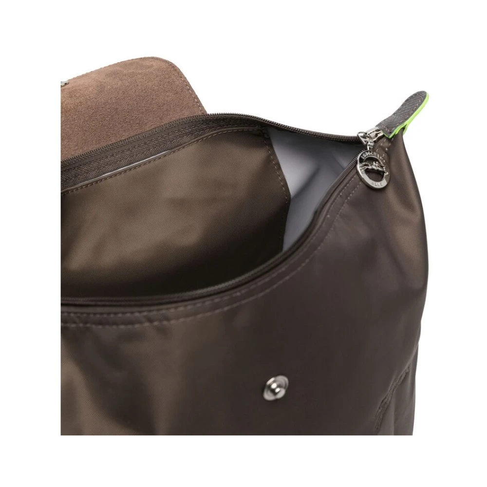Longchamp Canvas Leren Rugzak Aardebruin Brown Dames