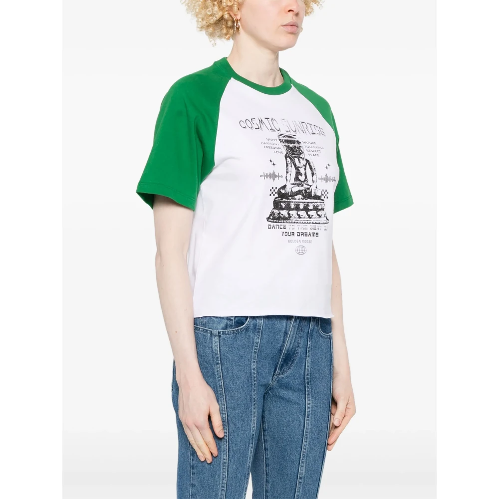 Golden Goose T-shirt met ronde hals en sterren White Dames