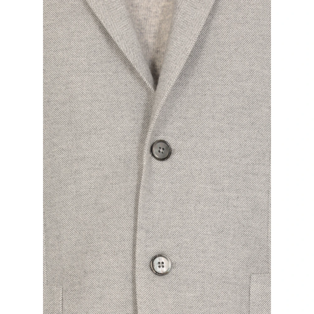 Lubiam Grijze Katoenen Jas met Herringbone Patroon Gray Heren