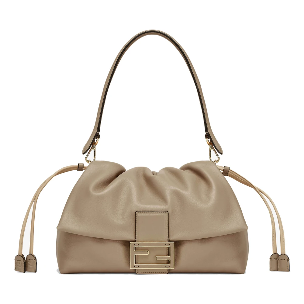 Fendi Grijze Leren Schoudertas met Klep Gray Dames