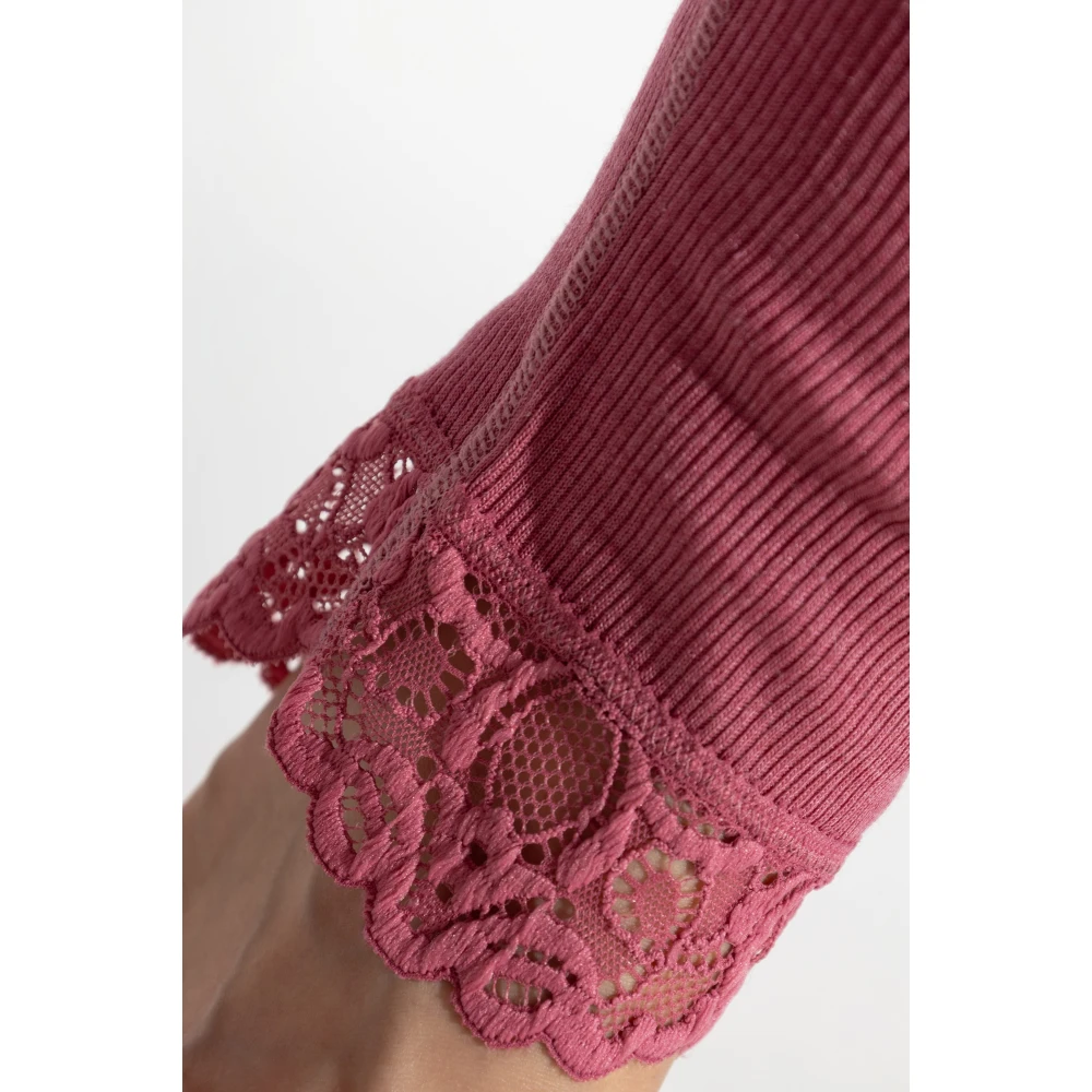 Hanro Geribbelde Broek Pink Dames