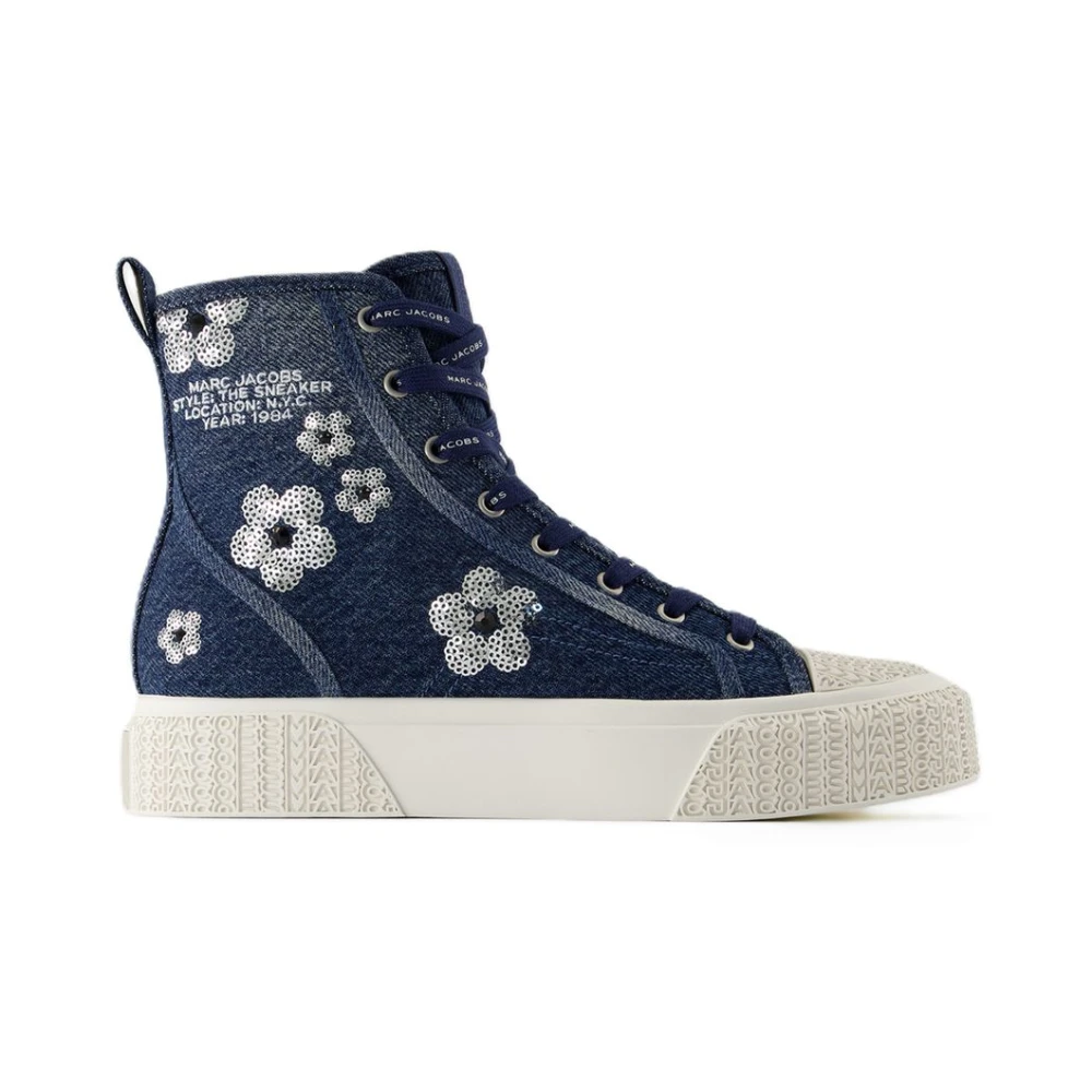 Marc Jacobs Women's Blue The Sequin Daisy Denim High Top Sneaker