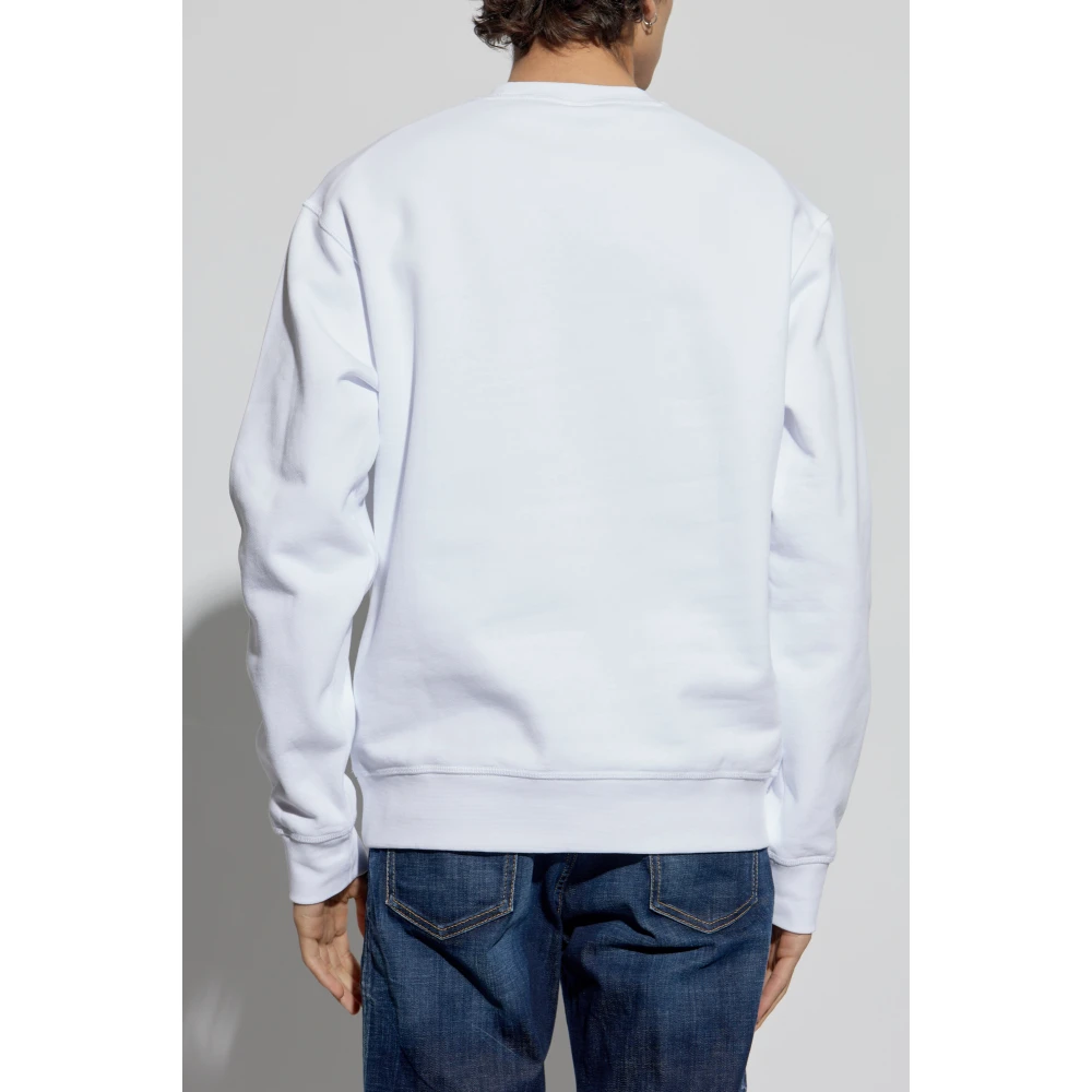 Dsquared2 Sweatshirt met logo en fluweelachtige afwerking White Heren