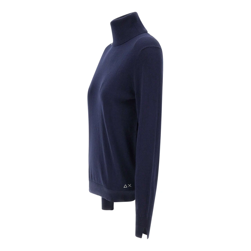 Sun68 Navy Blue Turtleneck Sweater Blue Dames