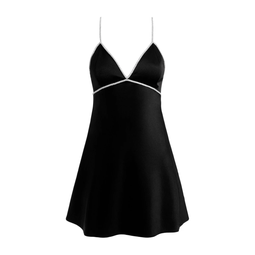Alice + olivia Zwarte jurk met kristallen versiering en V-hals Black Dames