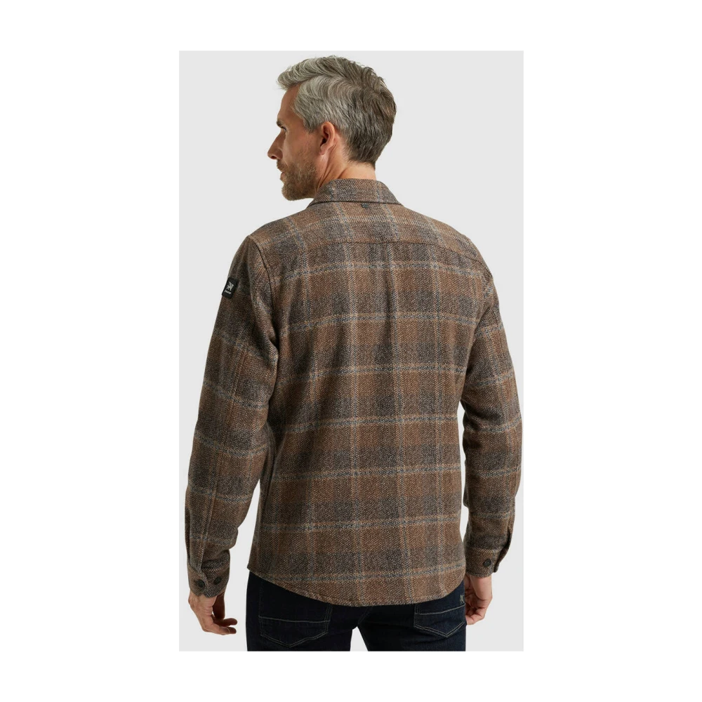 Vanguard Geruite Geborstelde Overshirt Lange Mouw Brown Heren