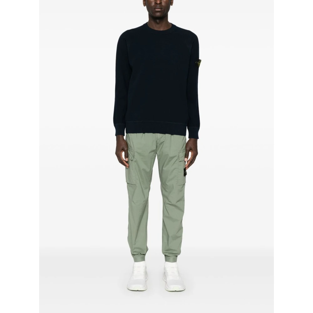 Stone Island Blauwe Crew Neck Sweater met Compass Badge Blue Heren