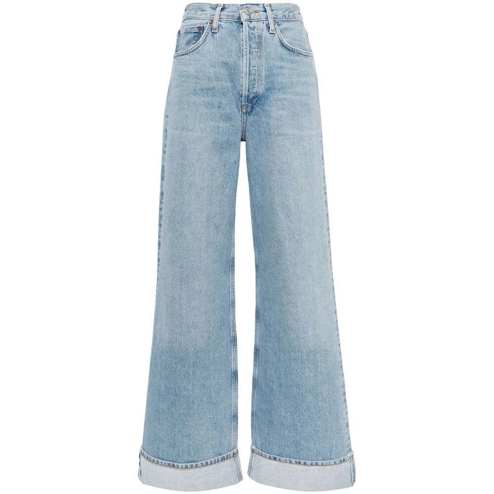 Agolde Ljusblå High-Waisted Wide Leg Jeans Blue, Dam