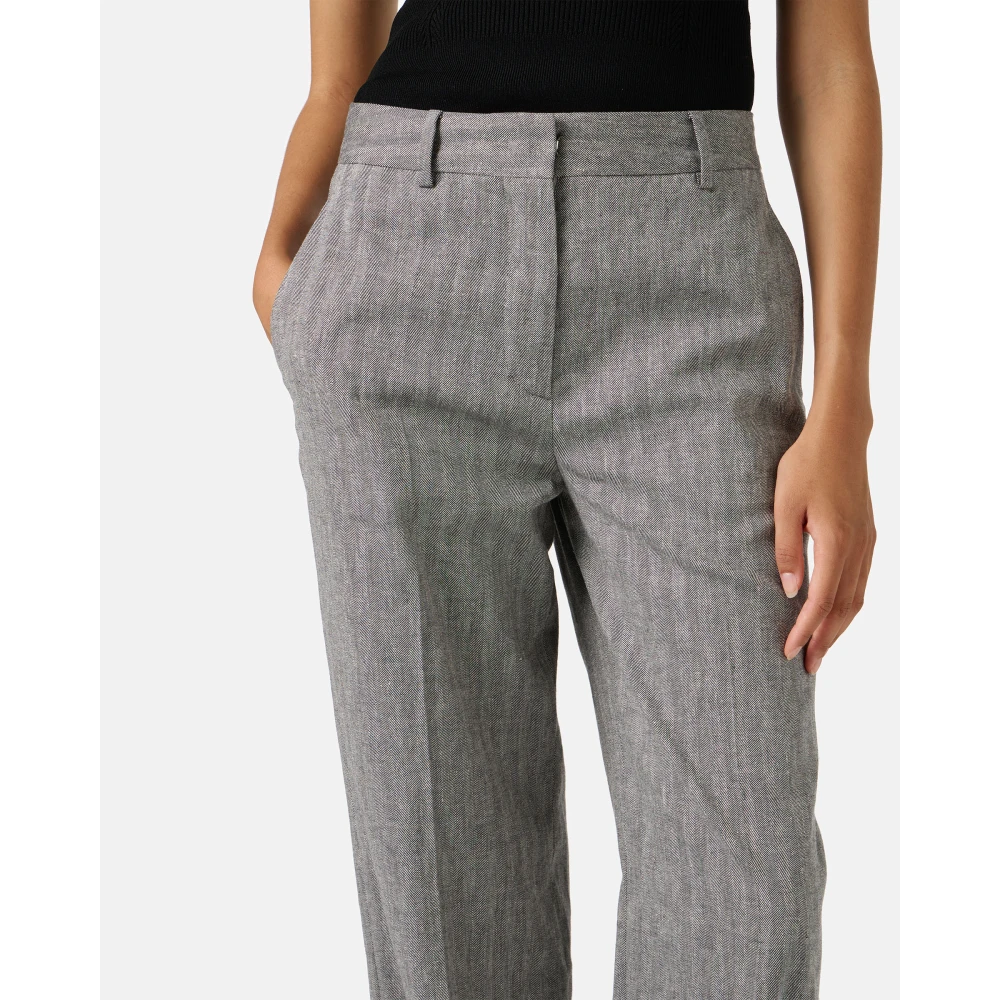 Iceberg Visgraat katoenen linnen broek in zwart en wit Gray Dames