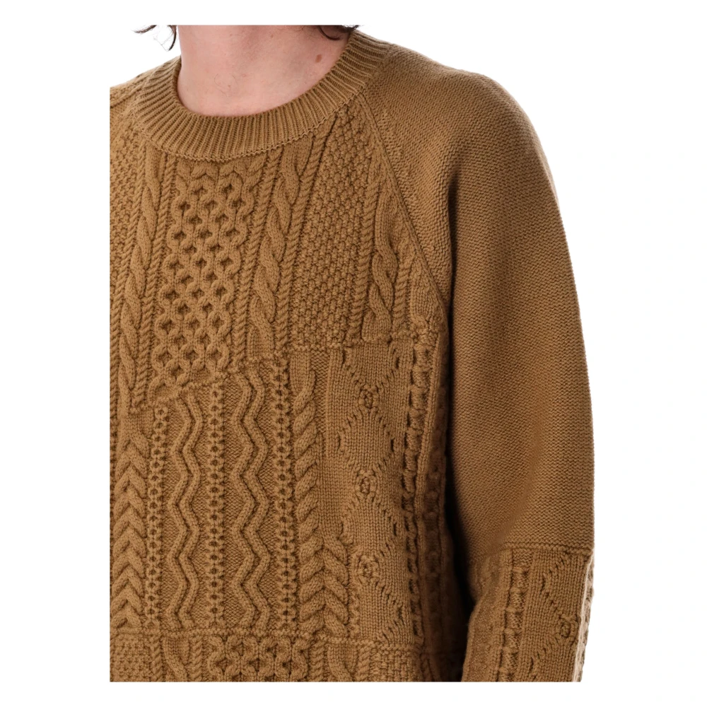 Comme des Garçons Kameel Kabelgebreide Trui Aw24 Brown Heren