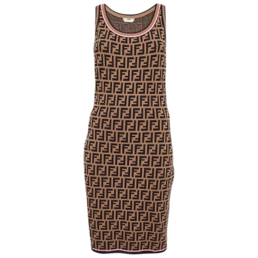 Fendi Vintage Pre-owned Knit dresses Brown Dames