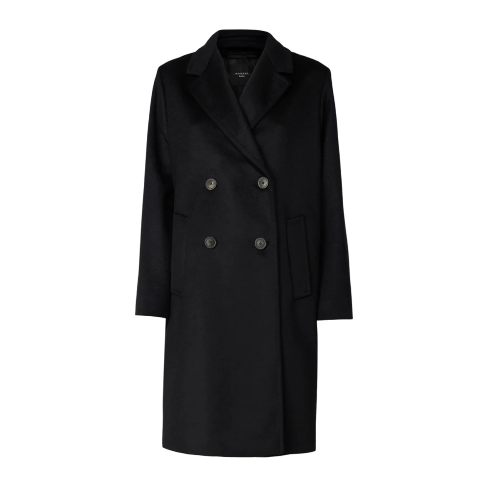 Max Mara Weekend Zwarte wollen double-breasted midi-jas Black Dames