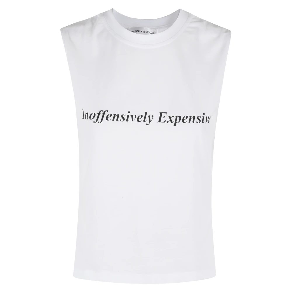 Victoria Beckham Stijlvolle Tanktop met Slogan Print White Dames