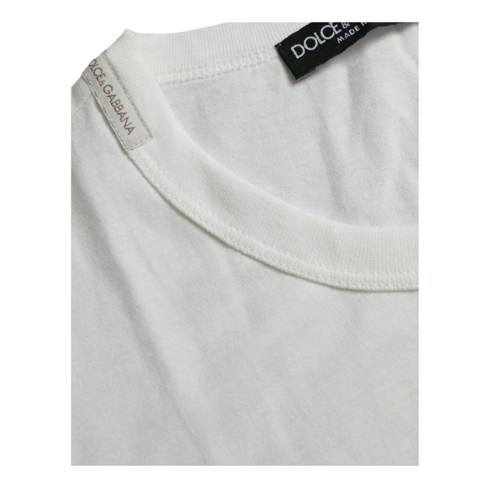 Dolce & Gabbana Kroon Print Crew Neck T-shirt White Heren